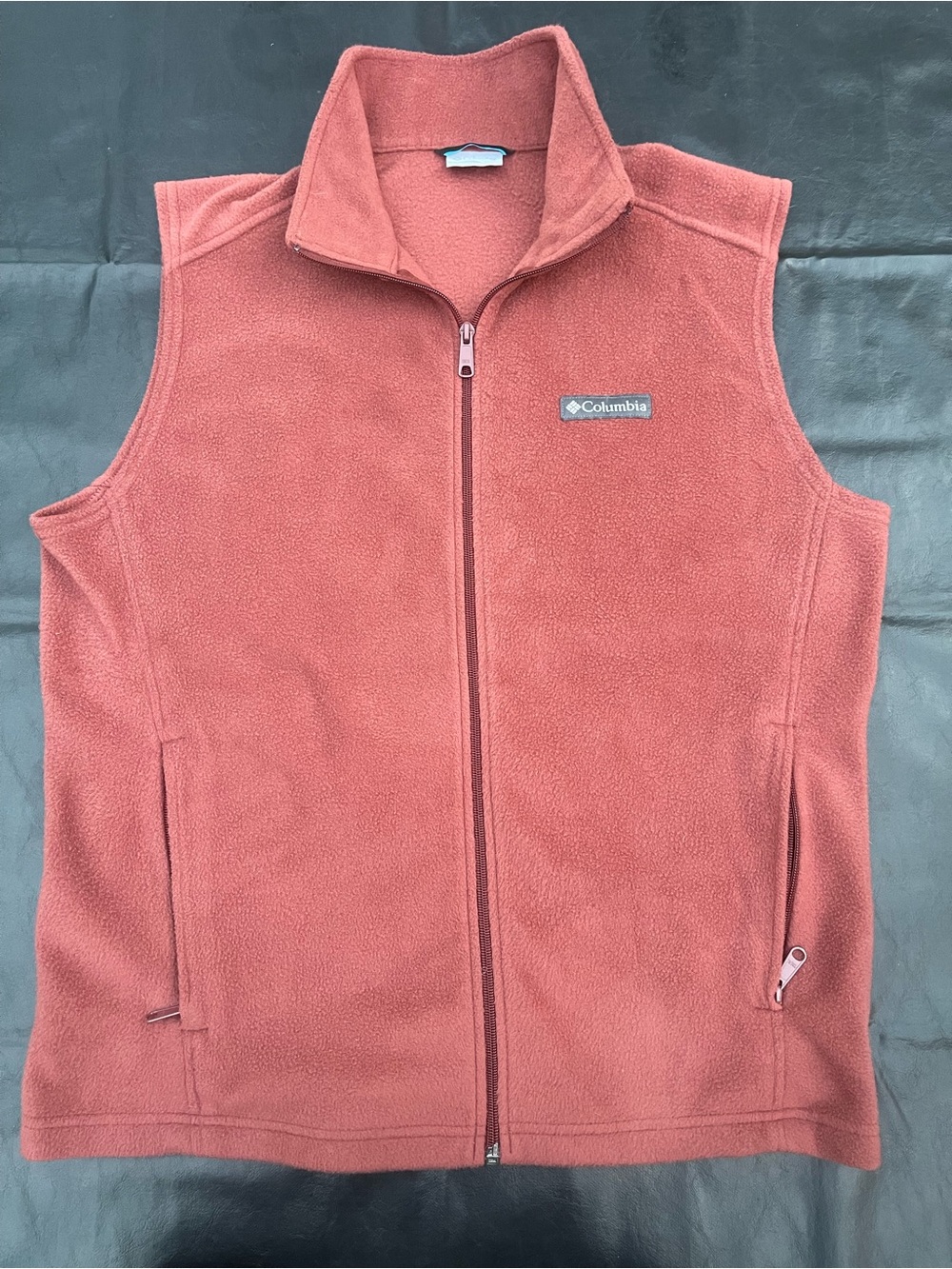 Columbia Fleece Vest Mens M Rust Orange Full Zip Sleeveless Jacket Gorpcore